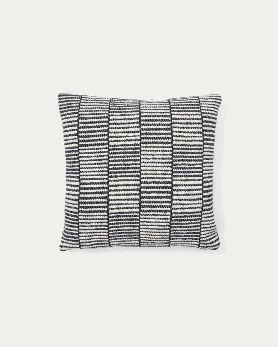 Levu black and white striped, 100% cotton cushion cover, 45 x 45 cm