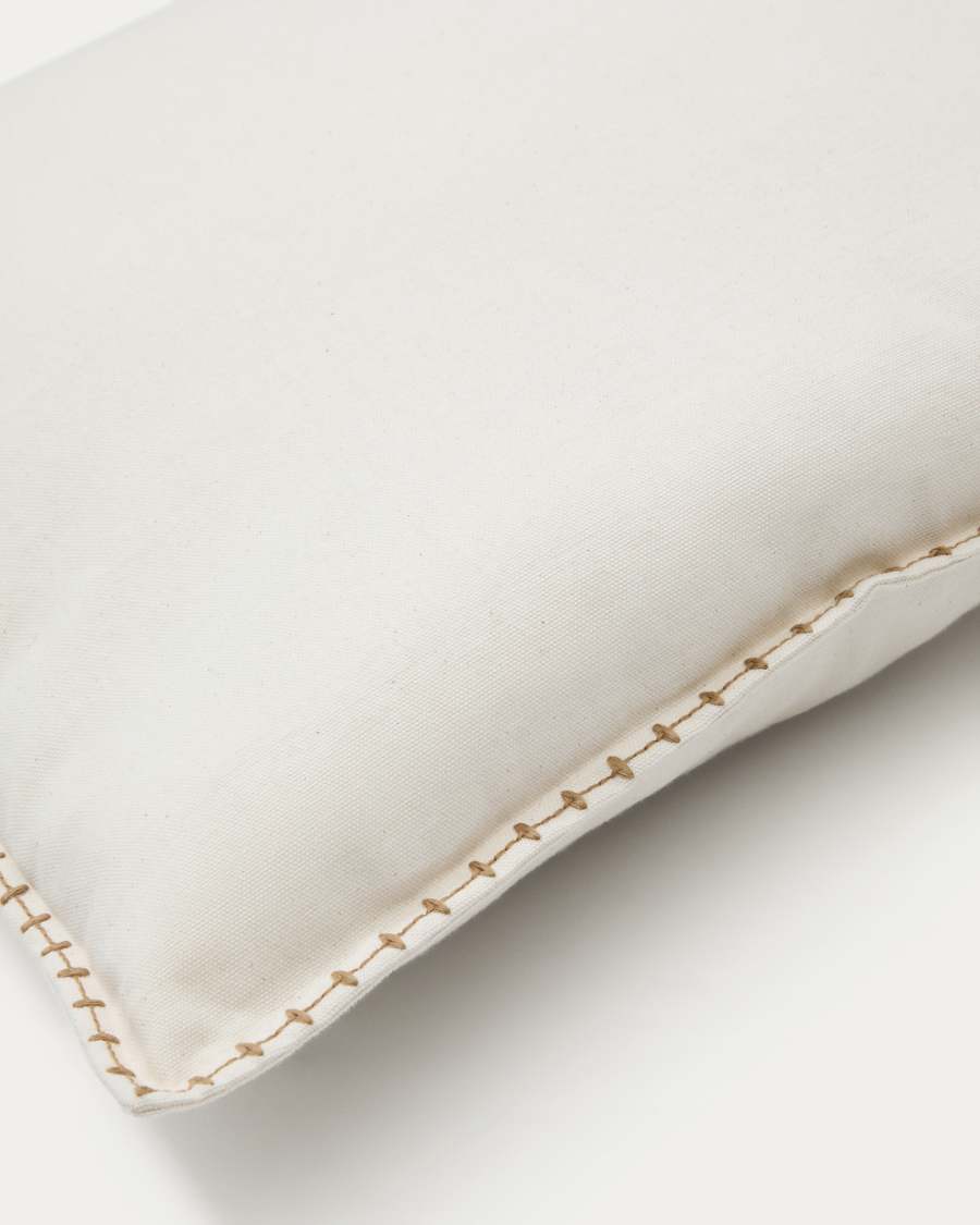 Kissenbezug Rakira 100% Baumwolle beige mit senfgelber Stickerei 45 x 45 cm