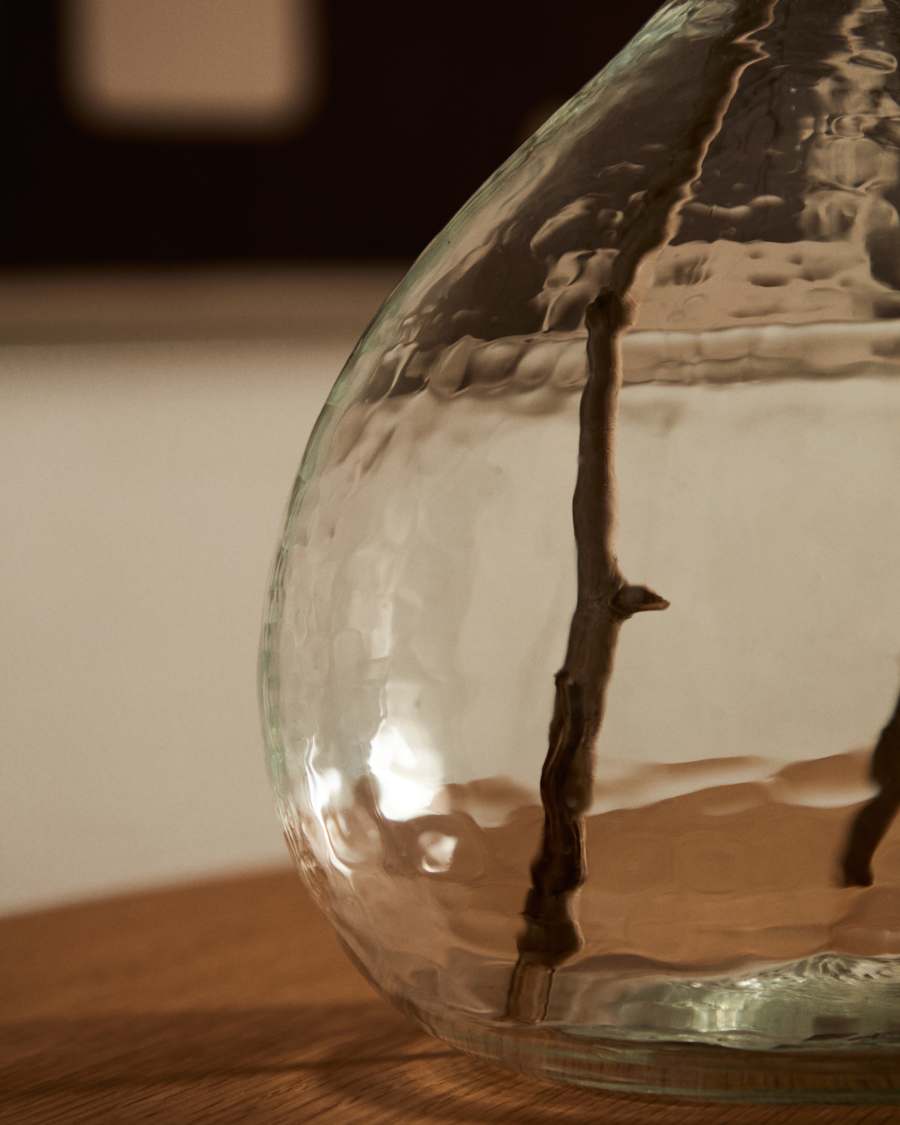 Serlina vase made of rattan and transparent recycled glass 37 cm