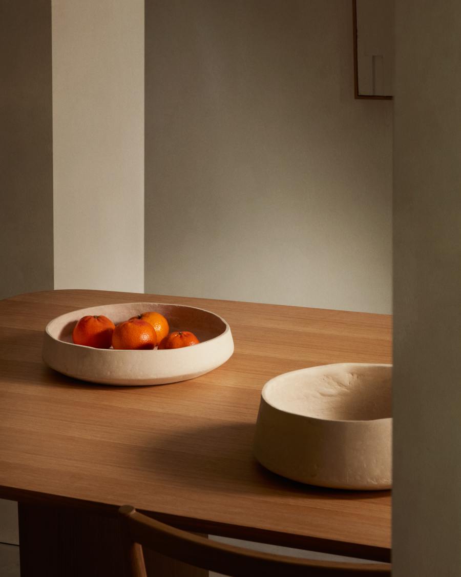 Saita large decorative bowl in white papier-mâché 40 cm