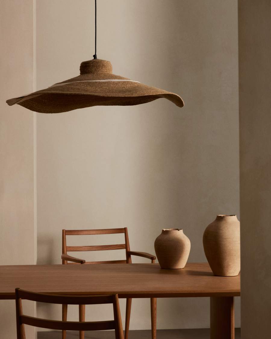 Albenya ceiling lamp made of natural fibres and cotton with a natural and white finish Ø 90 cm