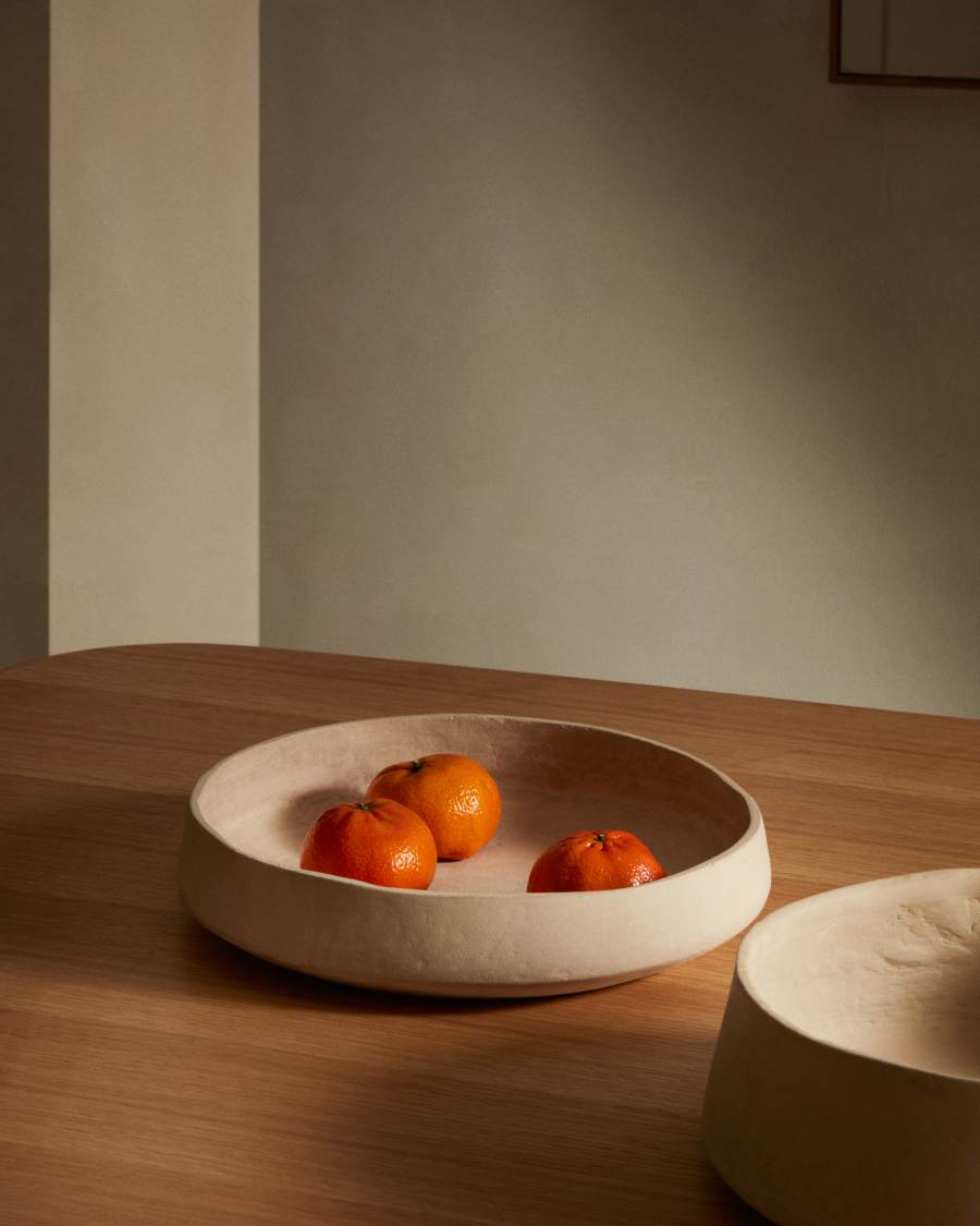 Saita large decorative bowl in white papier-mâché 40 cm