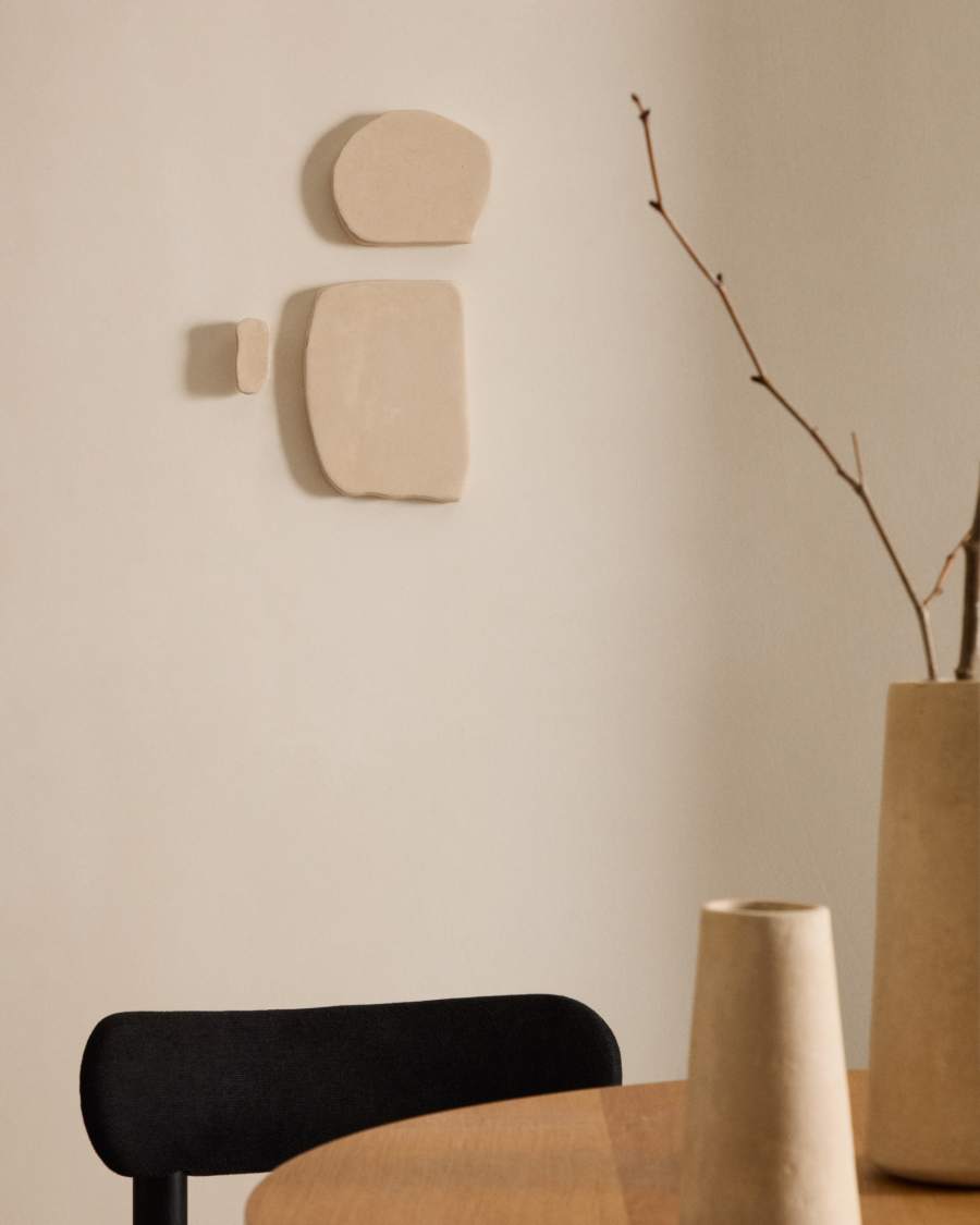 Set of 3 Siluna square wall panels in white papier-mâché