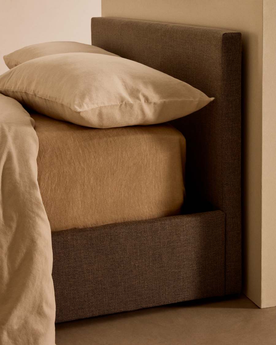 Bett Nahiri in Grau mit Klappbettkasten für eine Matratze von 160 x 200 cm