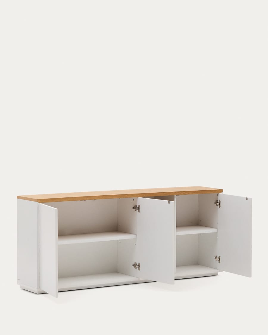 Abilen oak wood veneer 3 door sideboard with white lacquer, 180 x 75 cm FSC 100%