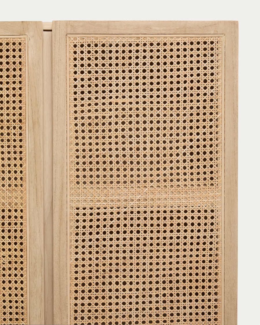 Armoire Rexit bois et contreplaqué de mindi avec rotin 90 x 160 cm