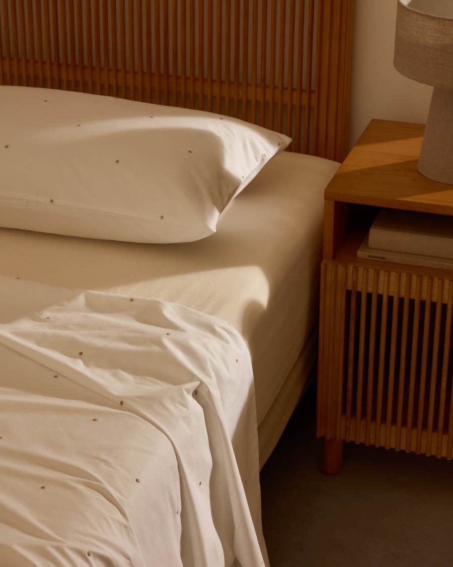 Set Sontag copripiumino e federa di cotone percalle bianco con ricamo per letto 150 cm