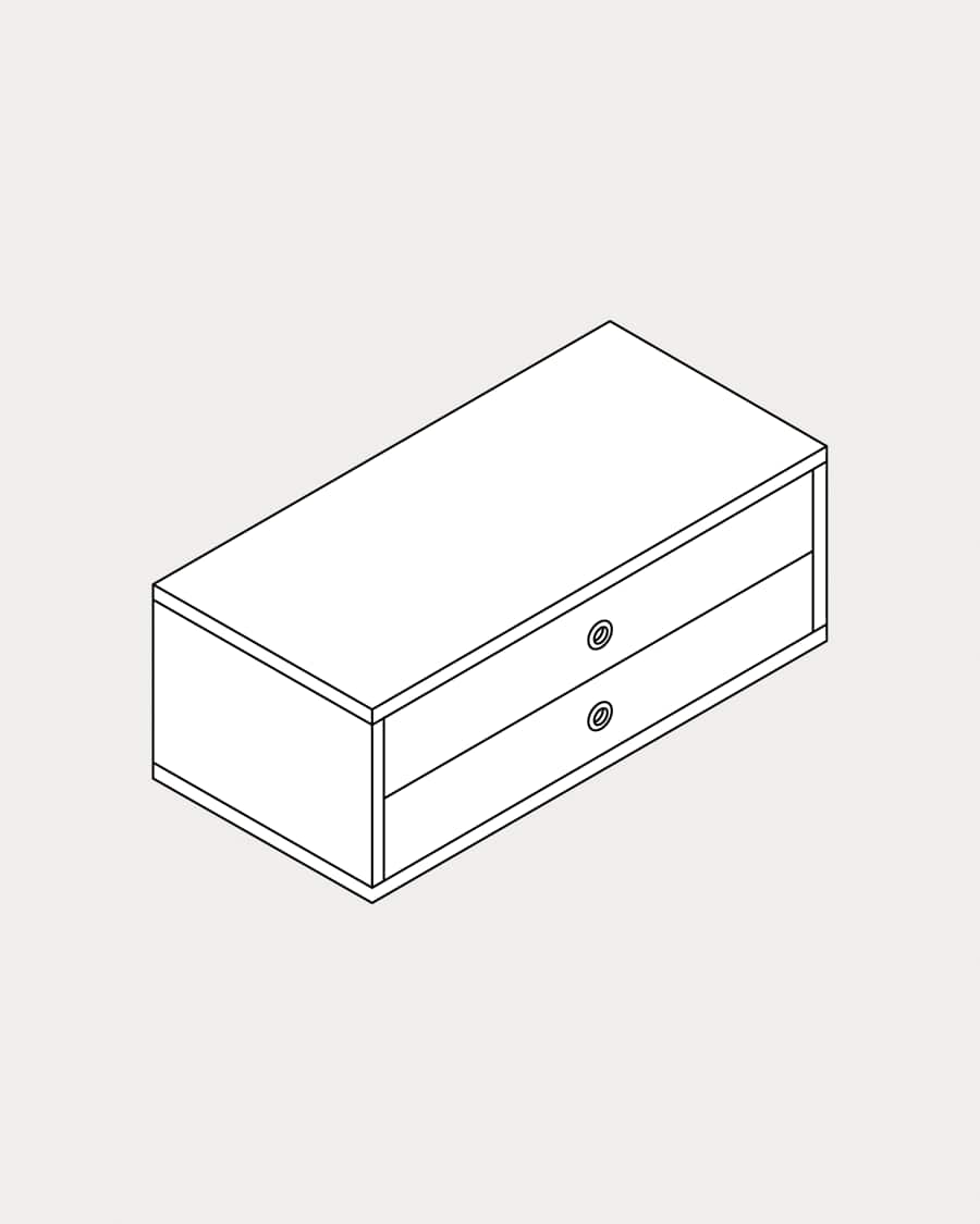 Calaixera doble Krea suspesa 2 files 2 calaixos 380x880-1031 mm