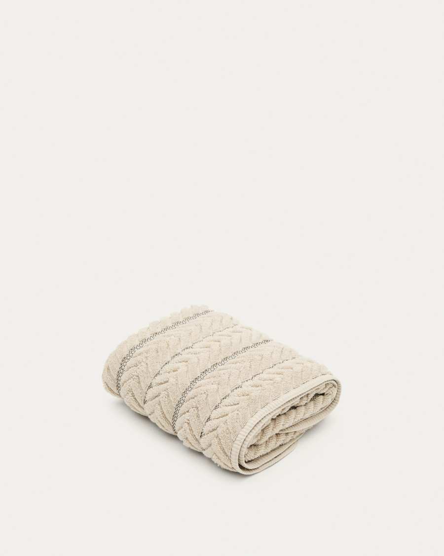 Serviette de toilette Rune 100 % coton jacquard beige 50 x 90 cm