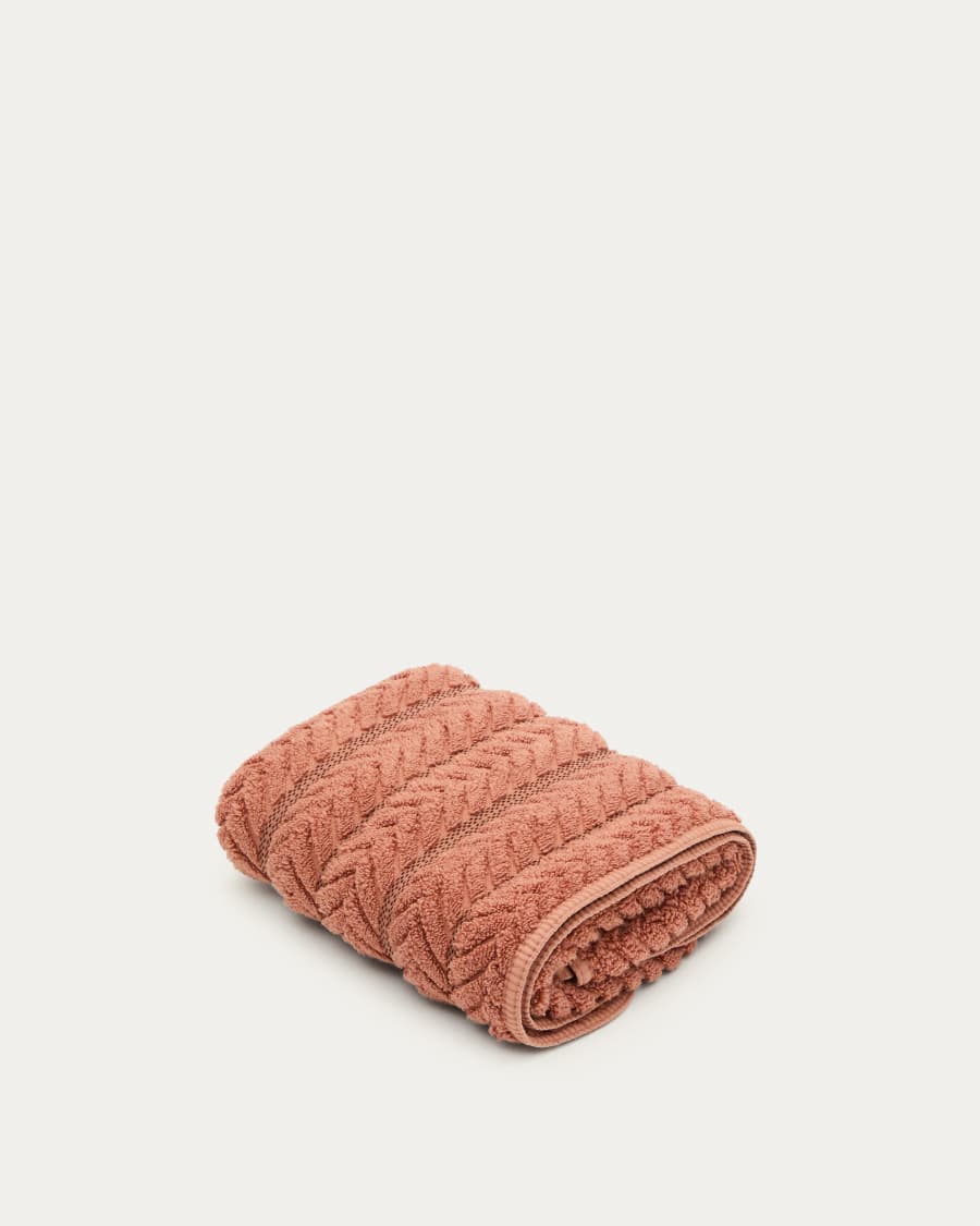Serviette de toilette Rune 100 % coton jacquard terracotta 50 x 90 cm