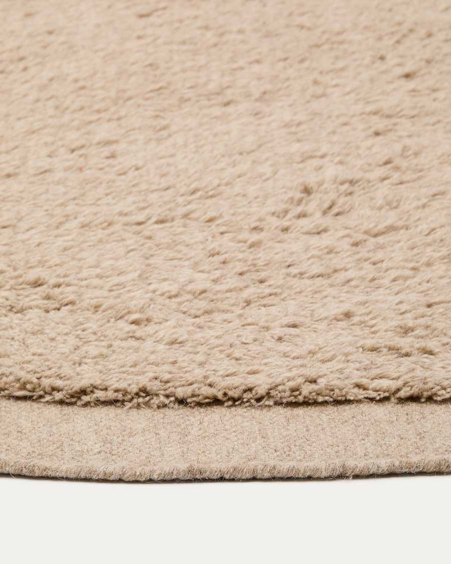 Marely round, beige wool rug, Ø 200 cm