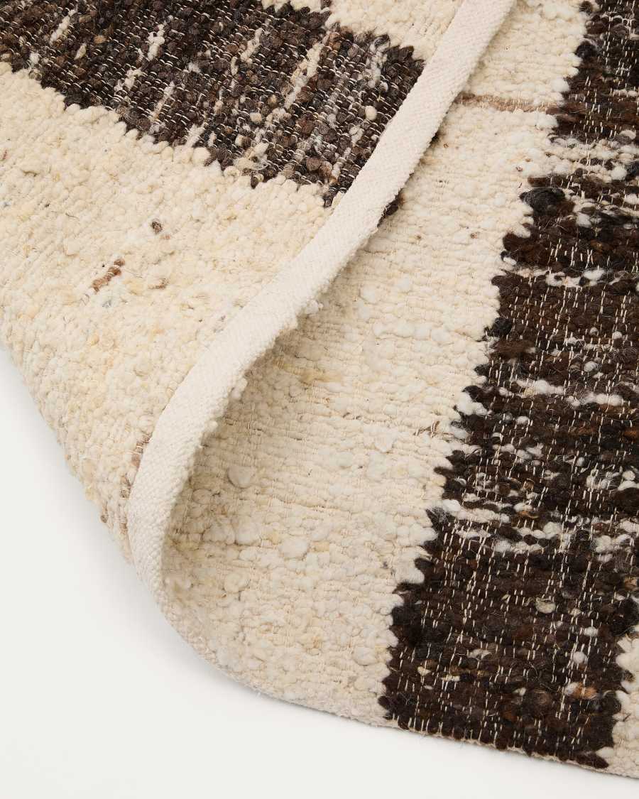 Hadin beige and brown graphic wool jacquard rug, 160 x 230 cm