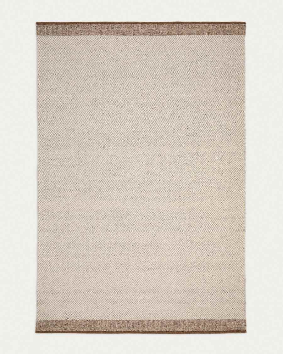 Tapis Nifelia jacquard en laine beige 200 x 300 cm