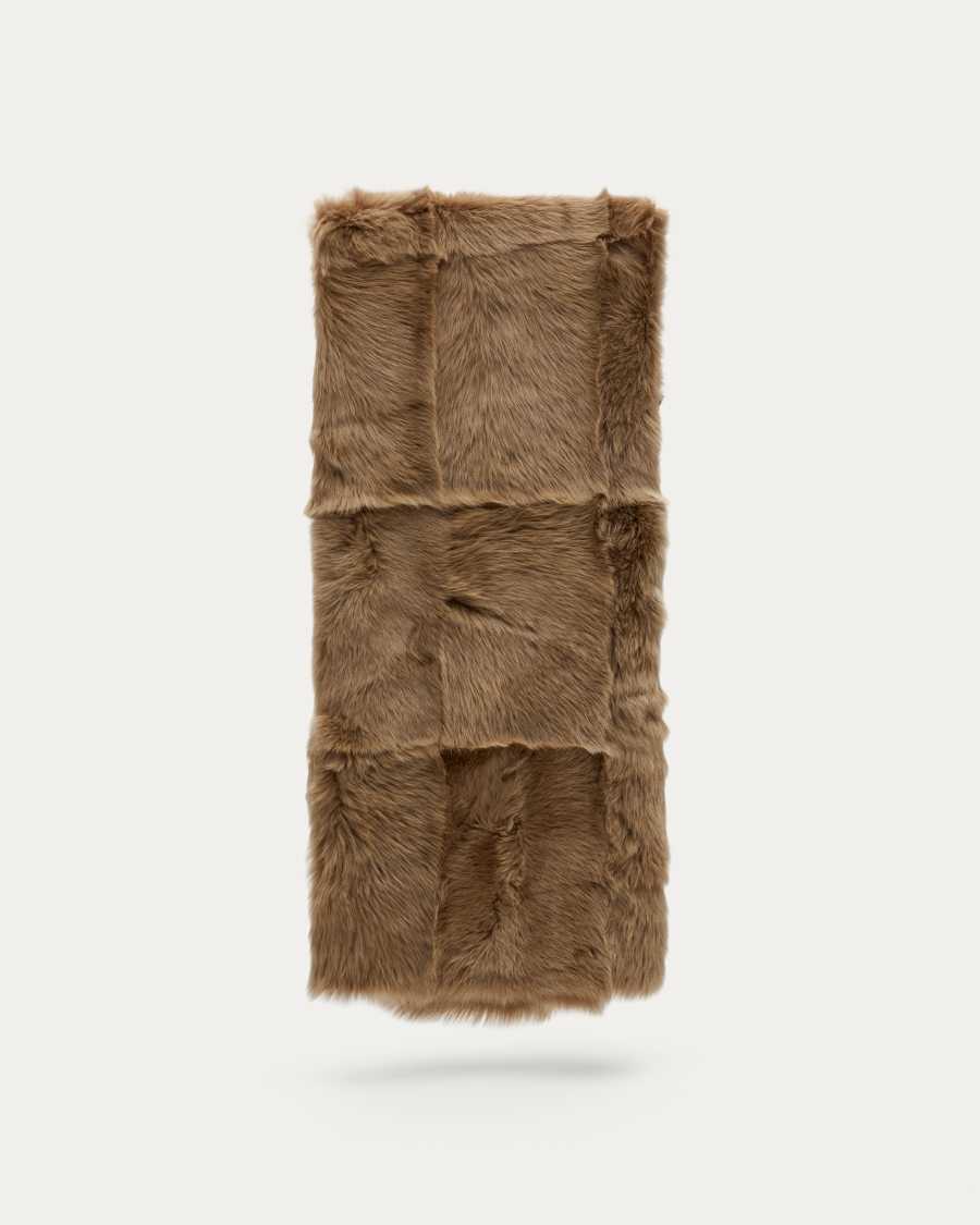 Couverture Katny en cuir marron 130 x 170 cm