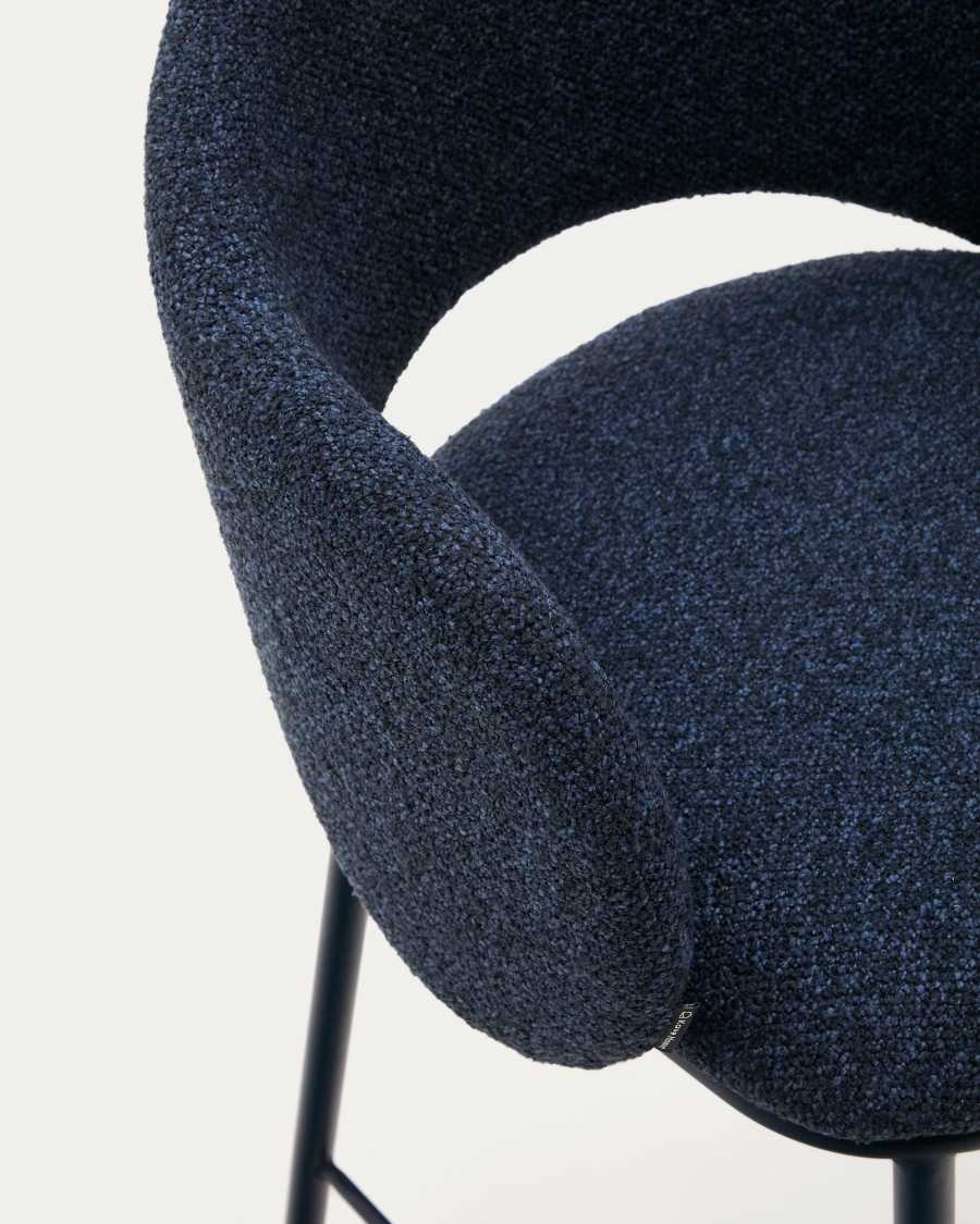 Maina stool in blue chenille and steel legs with blue finish FSC Mix Credit 65 cm