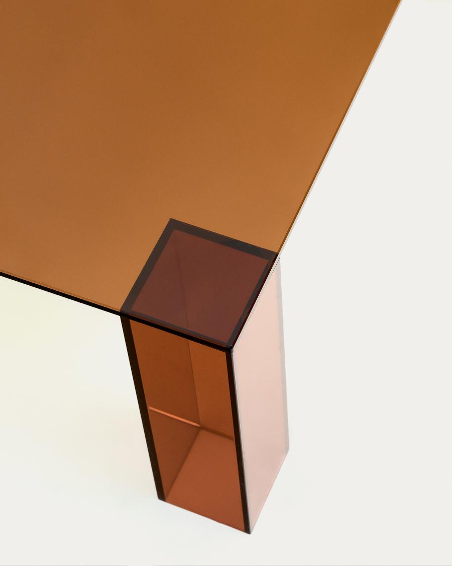 Adularia brown, tempered-glass side table, 85 x 85 cm