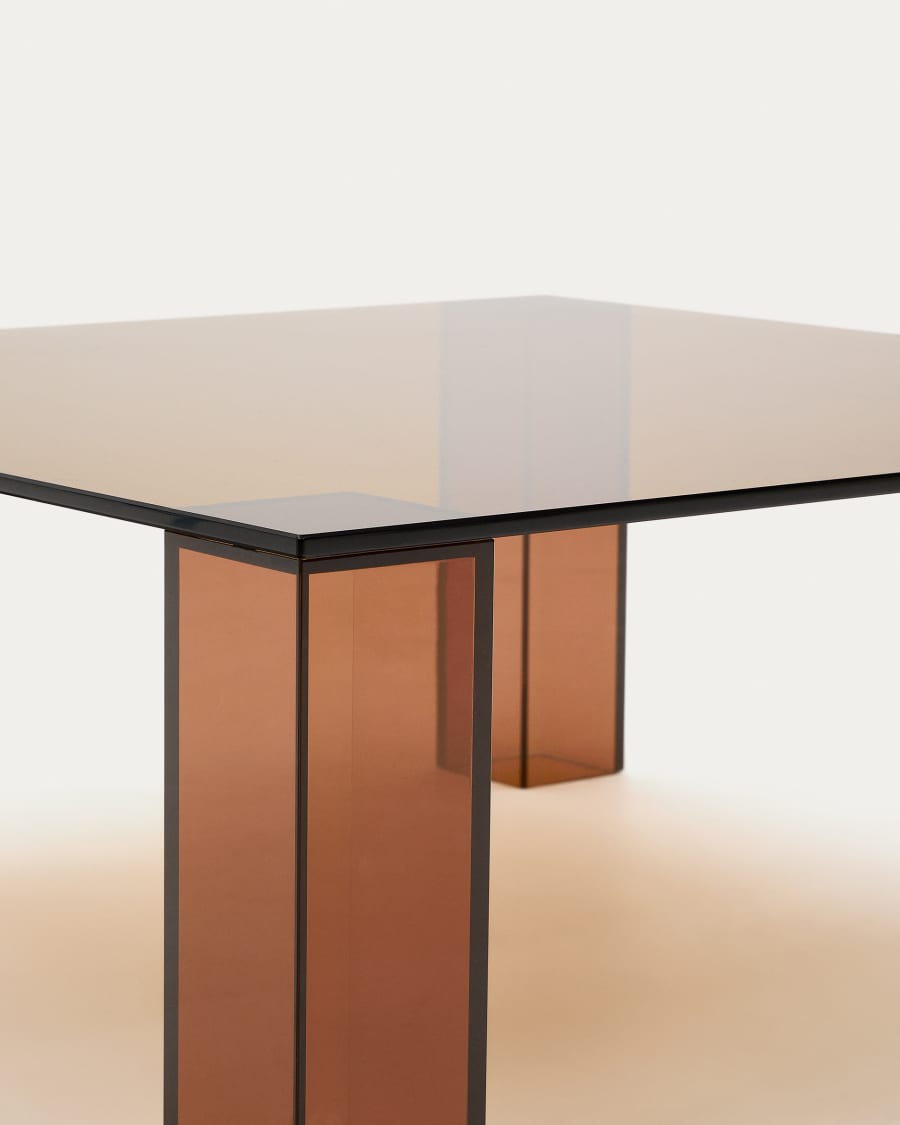 Adularia brown, tempered-glass side table, 85 x 85 cm