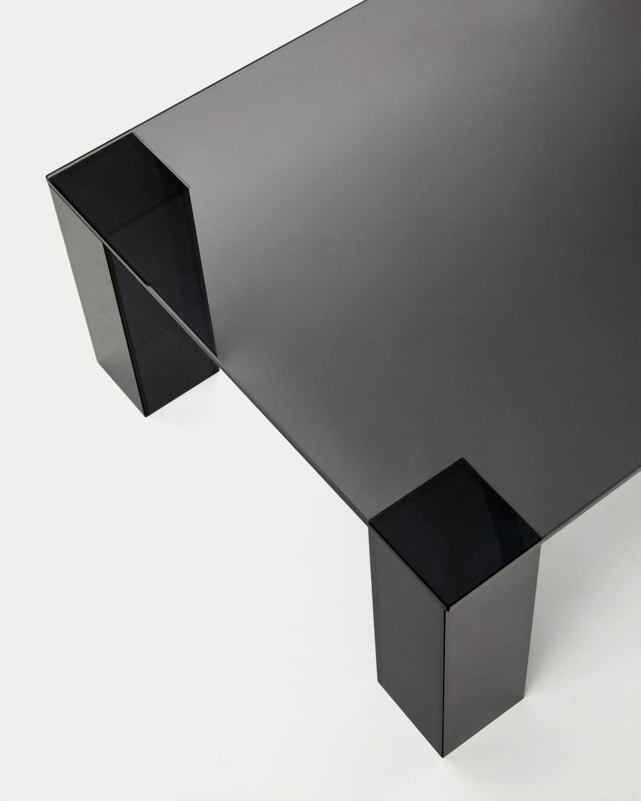 Adularia dark-grey, tempered-glass coffee table, 140 x 60 cm