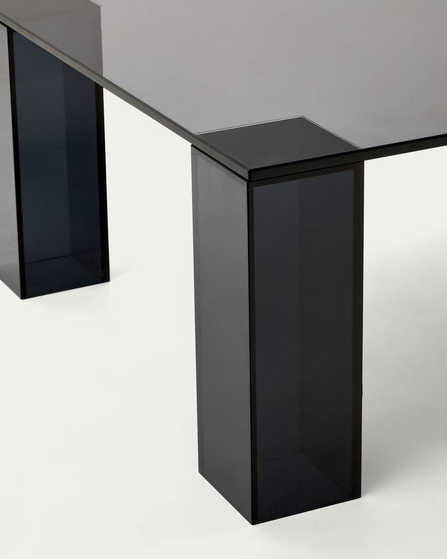 Adularia dark-grey, tempered-glass coffee table, 140 x 60 cm