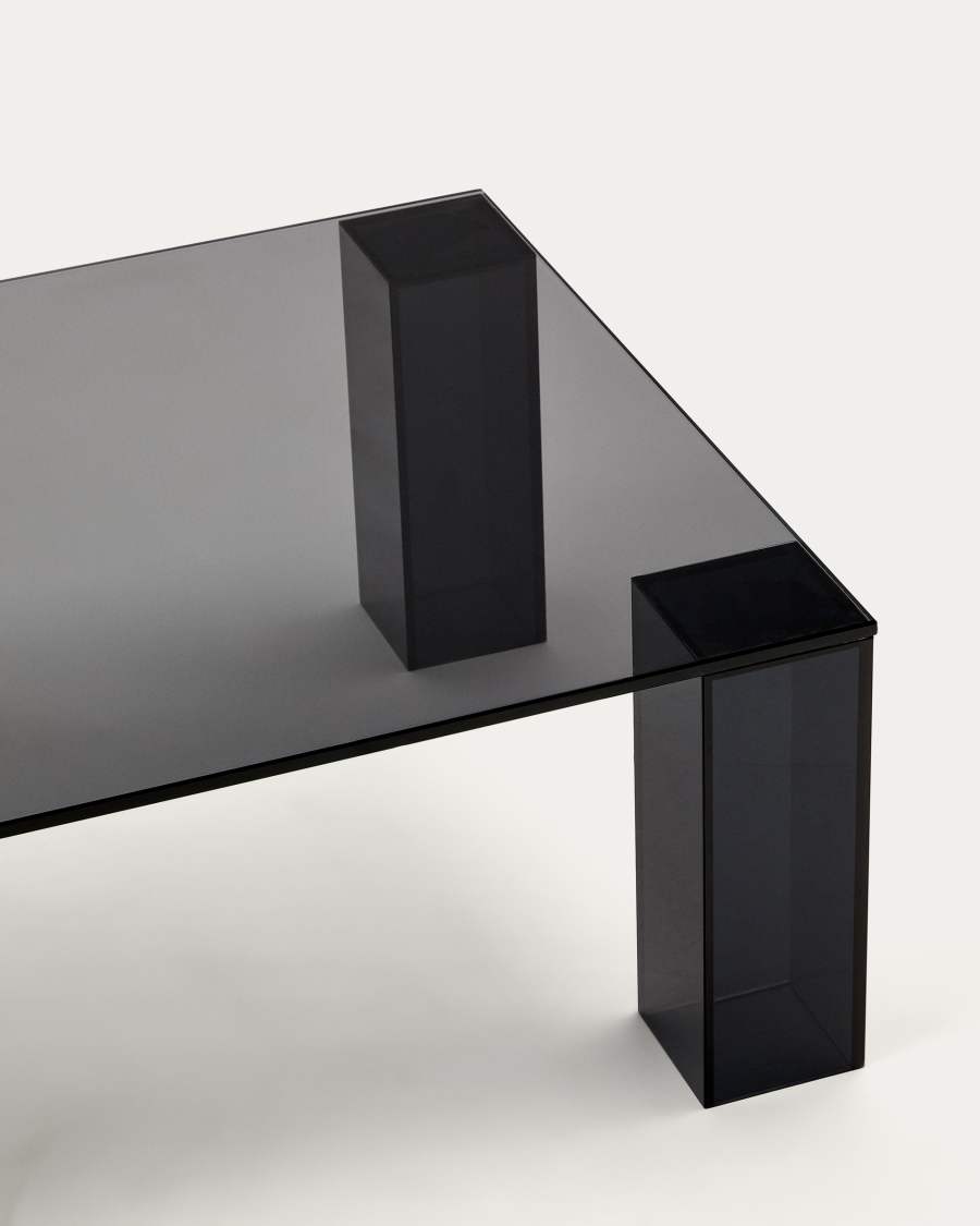 Adularia dark-grey, tempered-glass coffee table, 140 x 60 cm