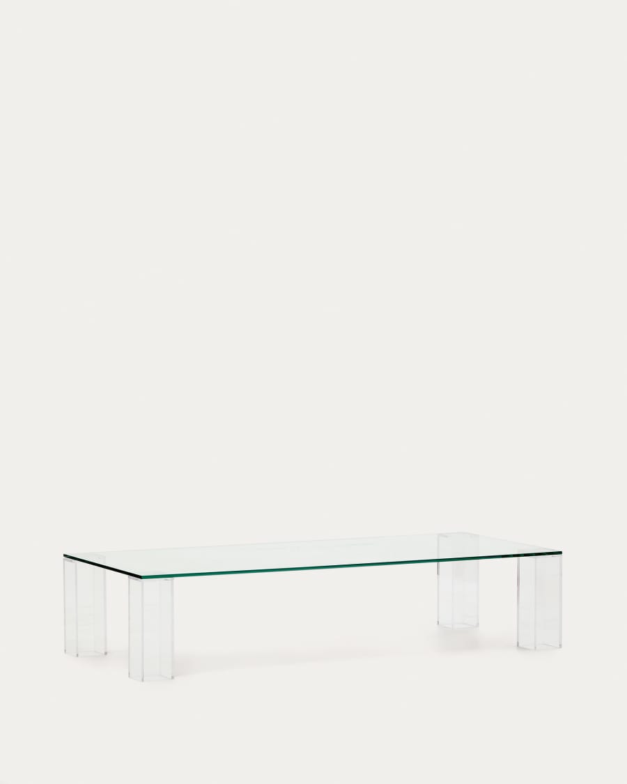 Tavolino salotto Adularia di vetro temperato trasparente 140 x 60 cm