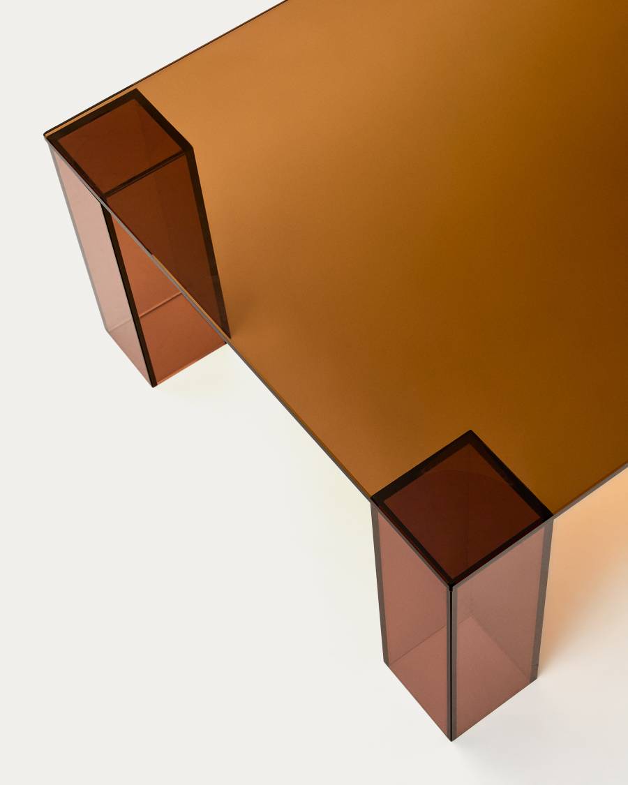 Couchtisch Adularia aus braunem gehärtetem Glas 140 x 60 cm