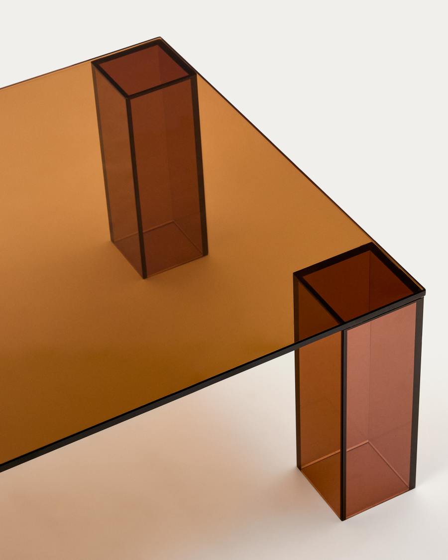 Couchtisch Adularia aus braunem gehärtetem Glas 140 x 60 cm