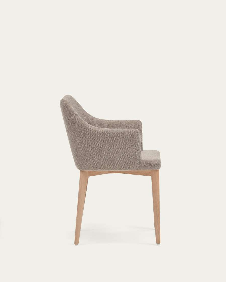 Croft chair in brown chenille with solid ash wood legs