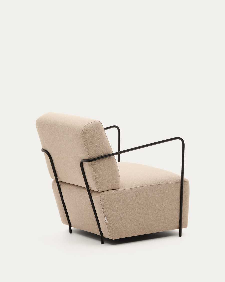 Gamer beige armchair with metal in a matte black painted finish