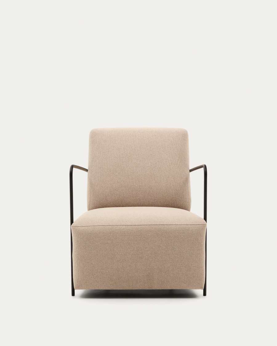 Gamer beige armchair with metal in a matte black painted finish