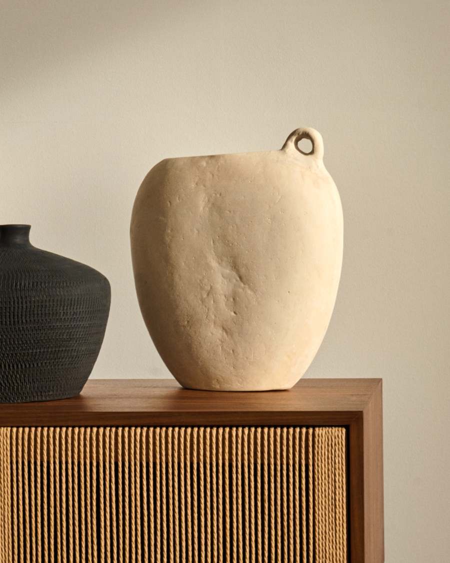 Vase Neti aus weißem Pappmaché 37 cm