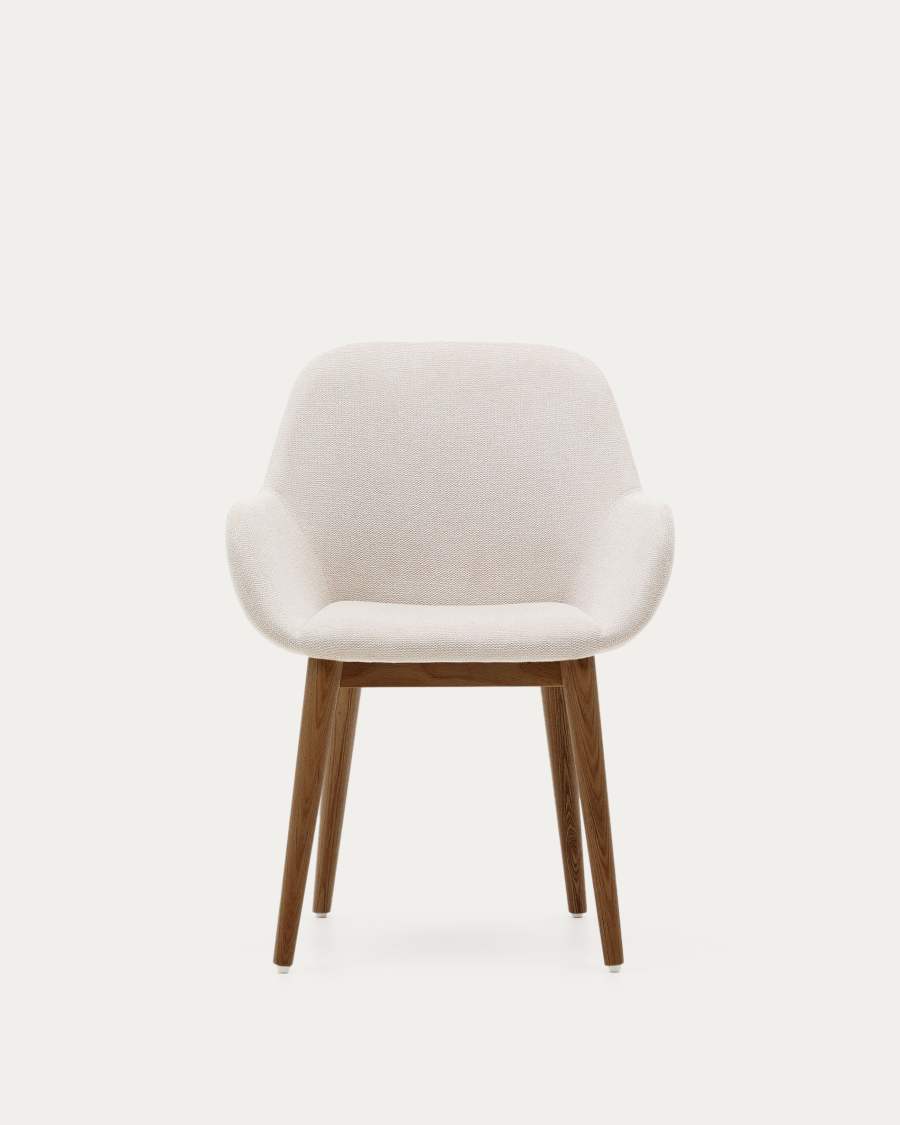 Konna chair in beige with solid ash wood legs in a dark finish FR