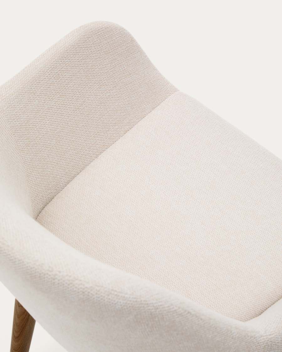 Konna chair in beige with solid ash wood legs in a dark finish