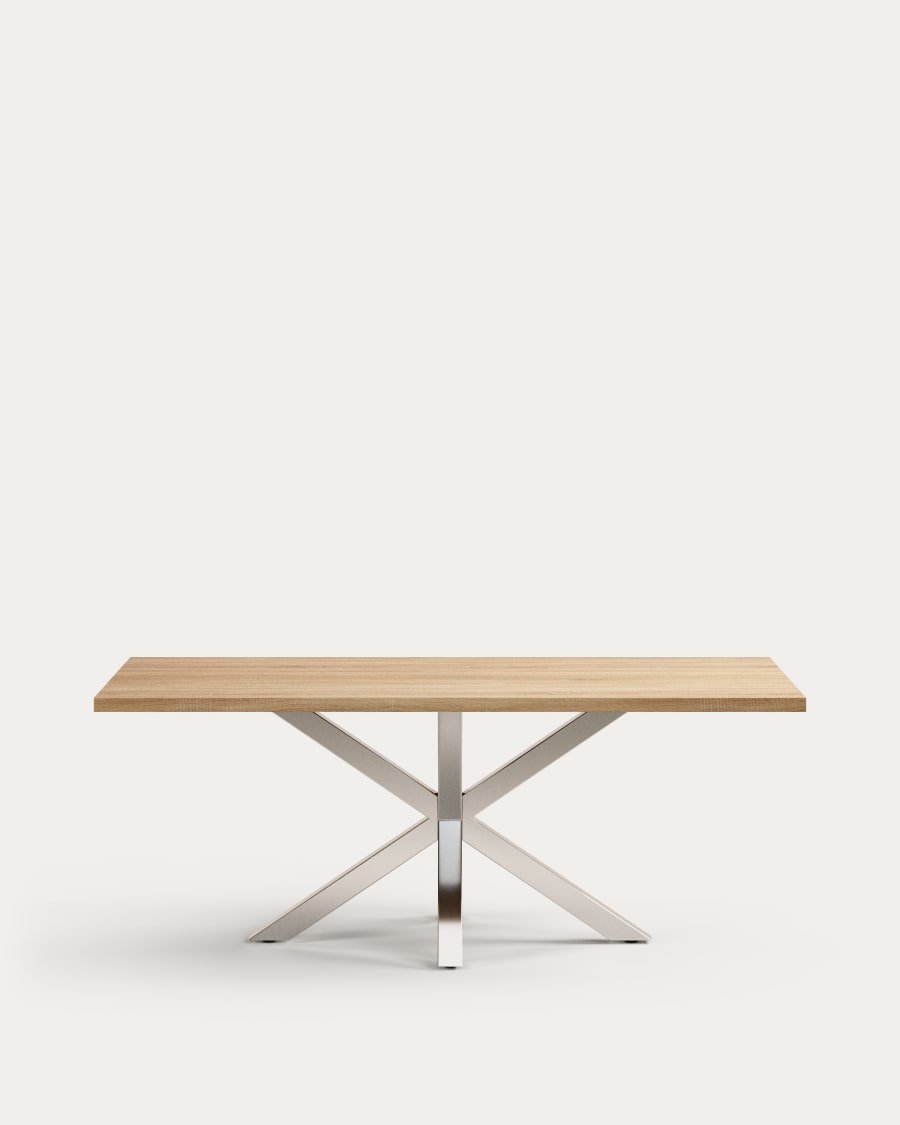 Tavolo Argo di melammina con finitura naturale e gambe in acciaio inossidabile 200 x 100 cm