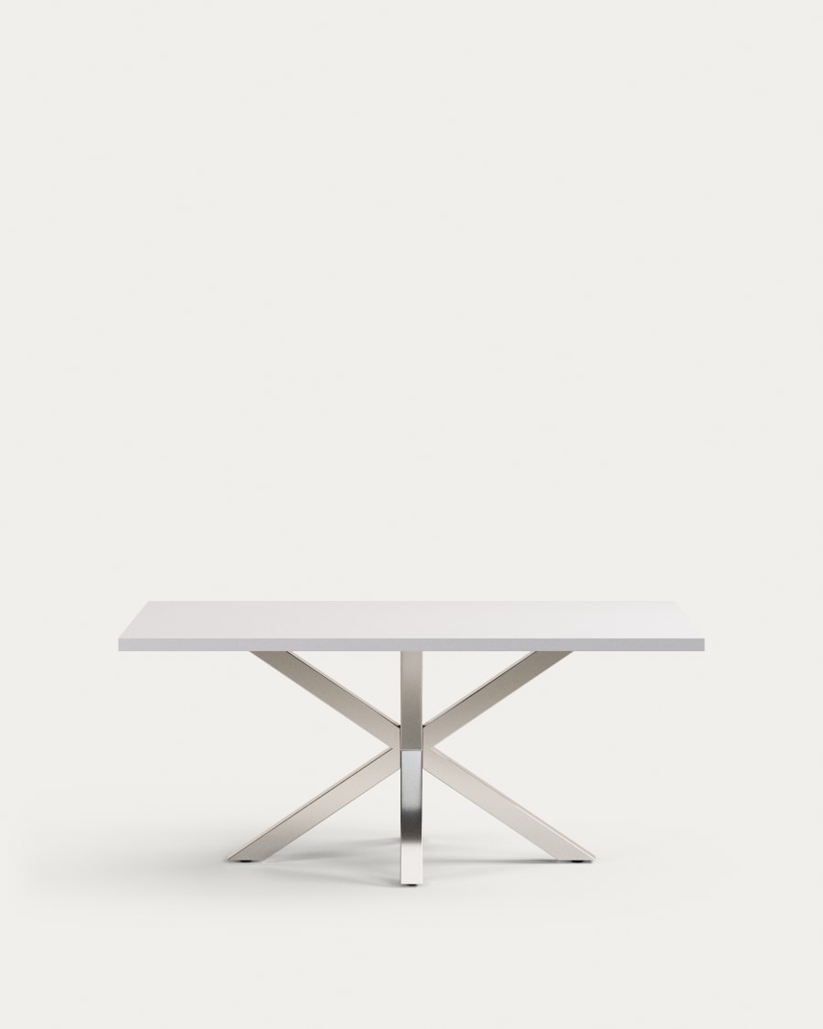 Argo table in melamine with black finish and stainless steel legs, 180 x 100 cm
