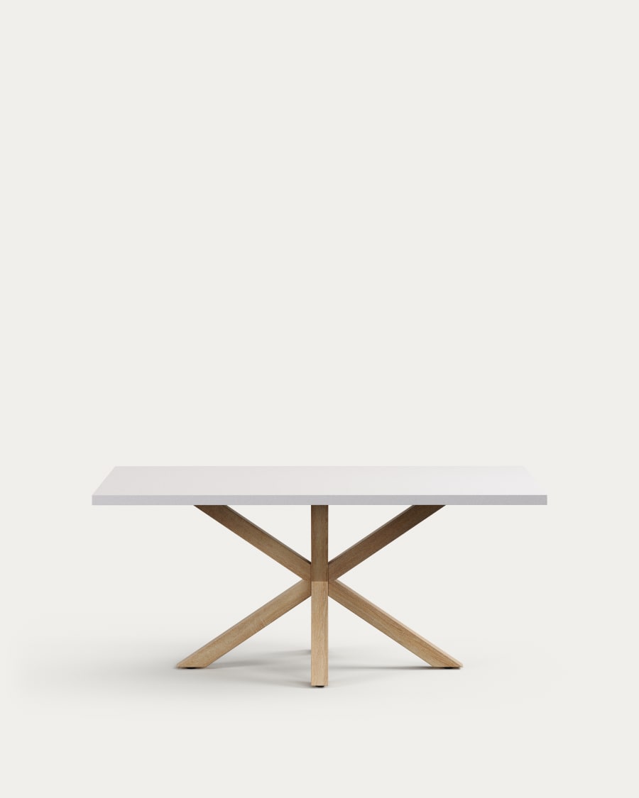 Argo table in melamine with white finish and wood-effect steel legs 180 x 100 cm