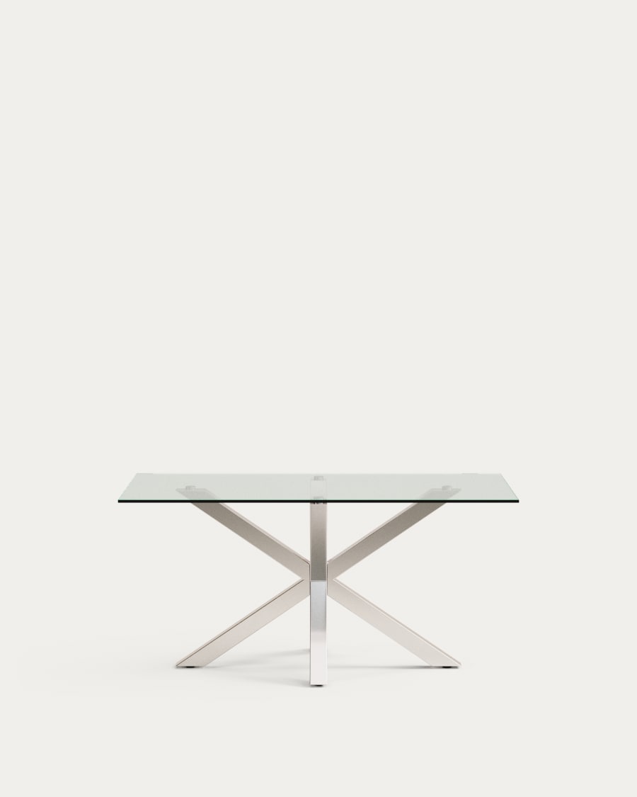 Argo glass table with stainless steel legs 160 x 90 cm