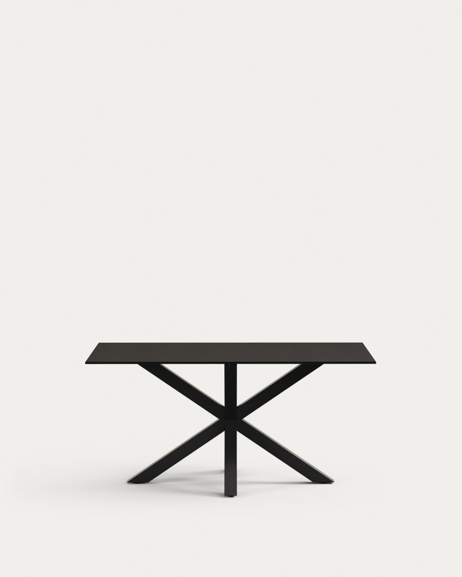 Argo table with black glass and black steel legs 160 x 90  cm