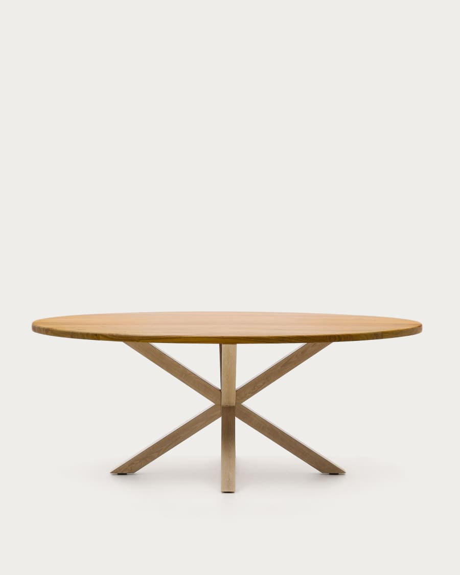 Argo oval table in solid acacia wood and wood-effect steel legs Ø 200 100 cm