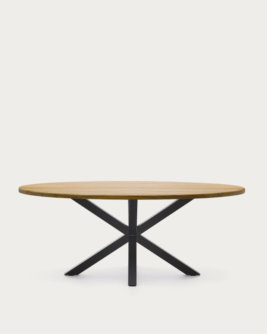 Argo oval table in solid acacia wood and steel legs with black finish Ø 200 x 100 cm