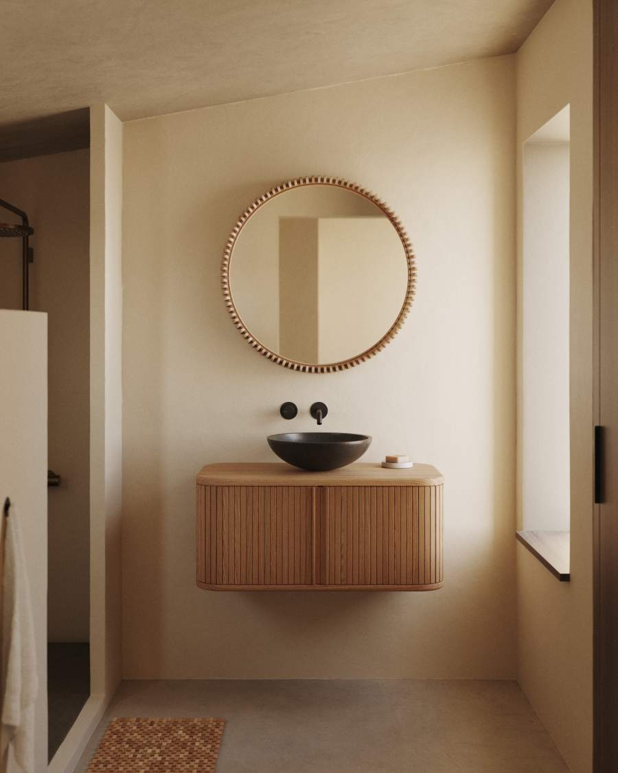 Mobile da bagno Mailen in legno compensato di frassino naturale 90 x 45 cm
