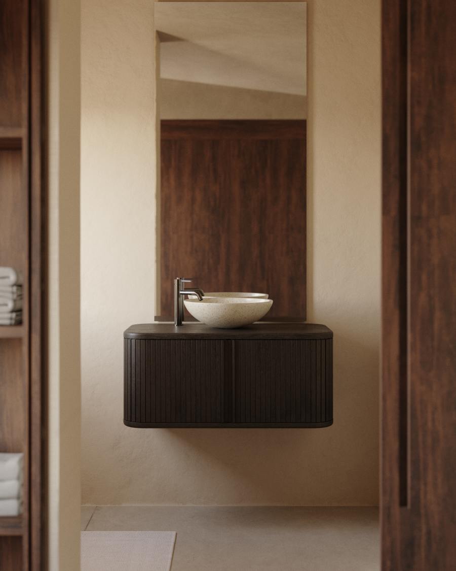 Mobile da bagno Mailen in legno compensato di frassino scuro 90 x 45 cm
