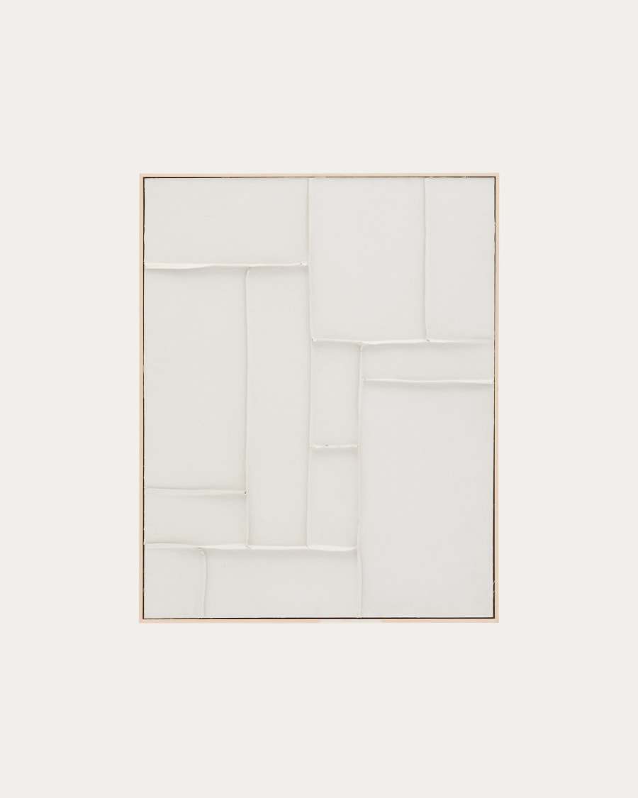 Klis white linen picture with geometric shapes, 80 x 100 cm