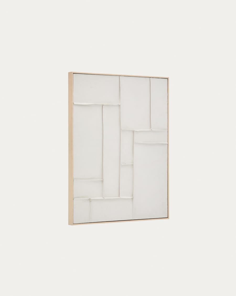 Klis white linen picture with geometric shapes, 80 x 100 cm