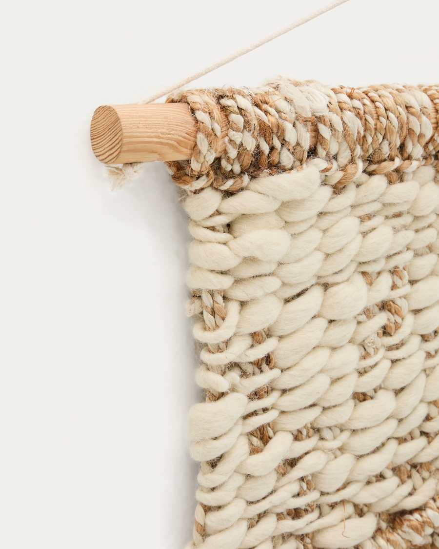 Tapisserie murale Prak en laine et jute multicolore 70 x 105 cm