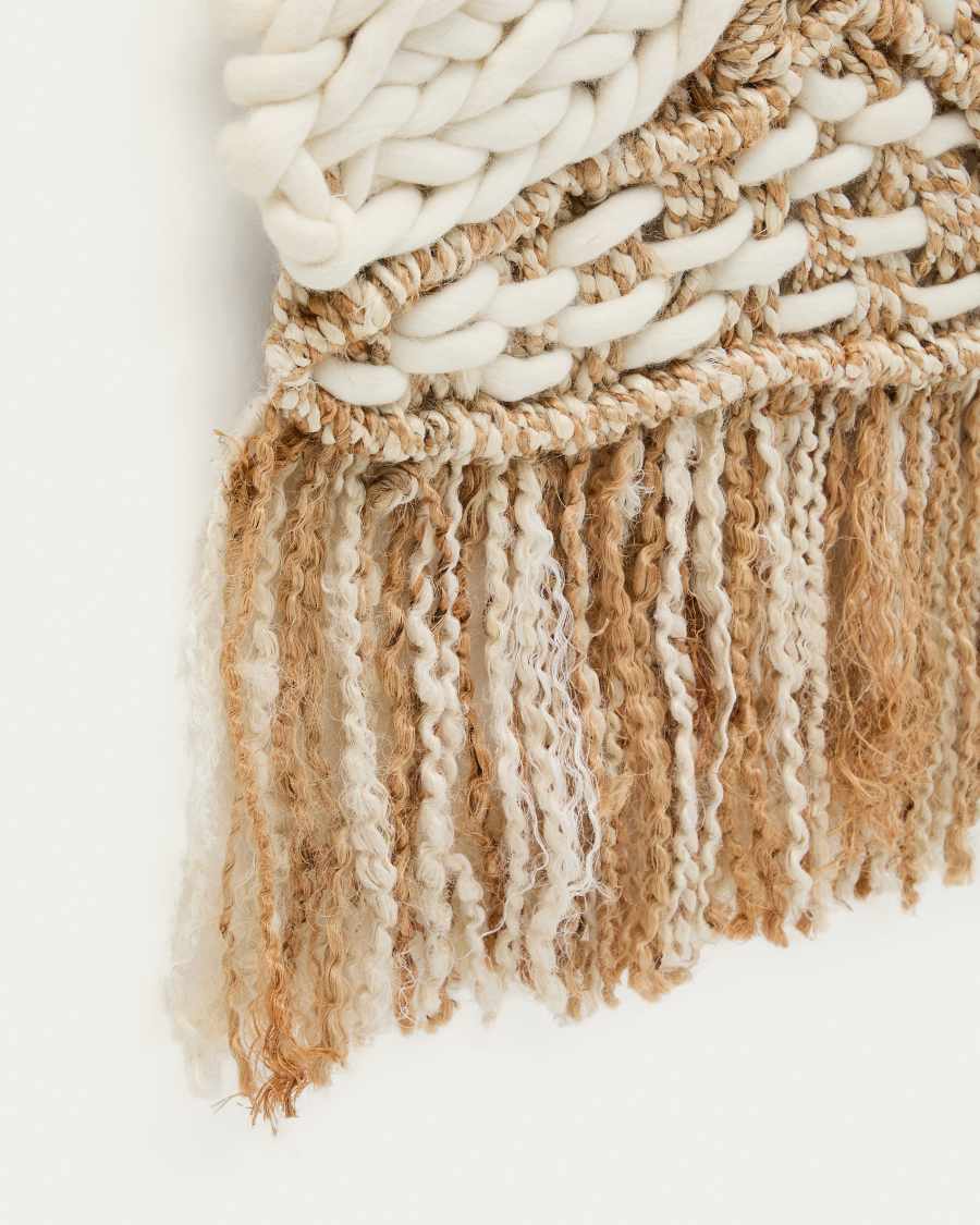 Tapisserie murale Prak en laine et jute multicolore 70 x 105 cm