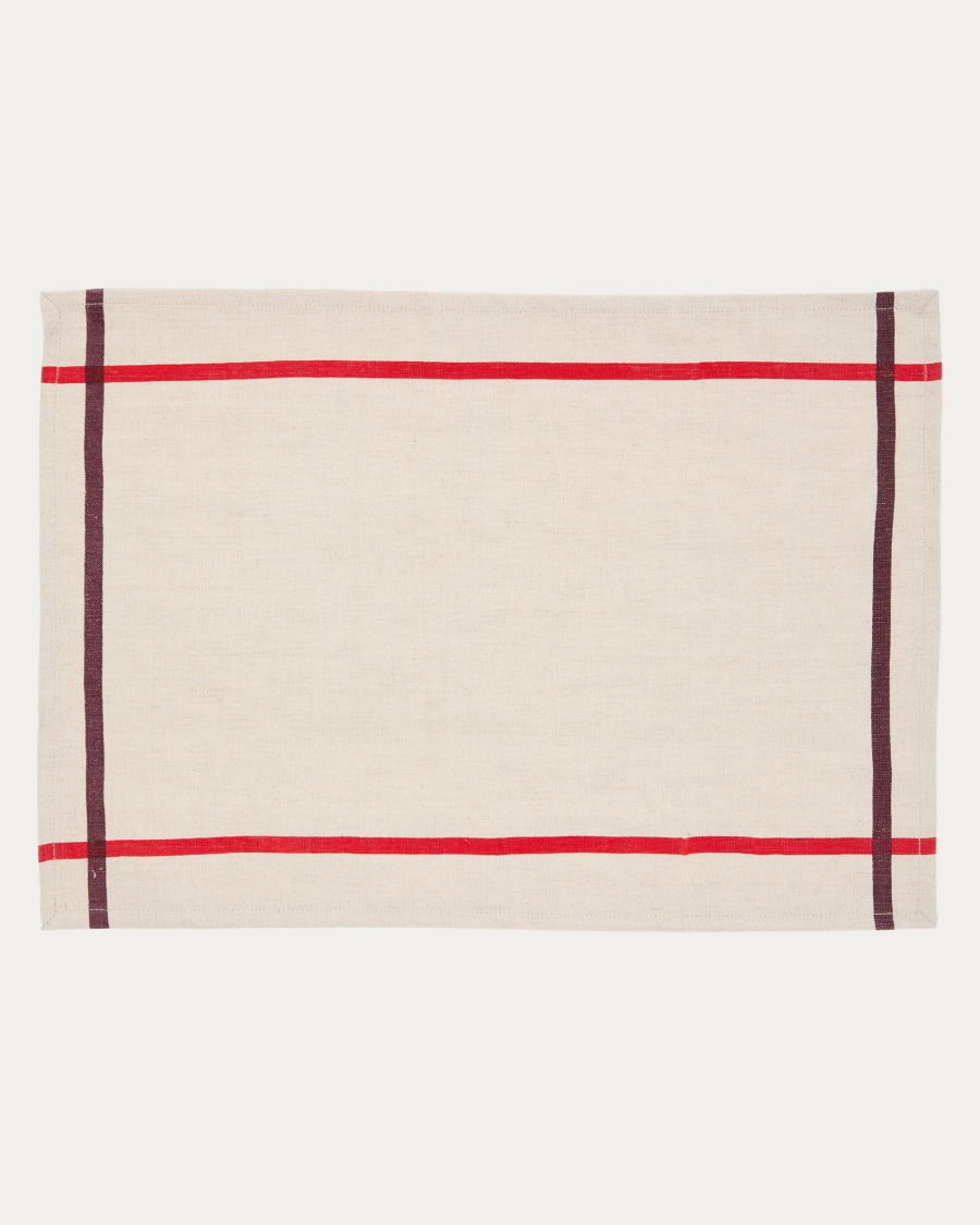 Set Delma di tovaglia individuale e tovagliolo in lino e cotone con dettaglio rosso
