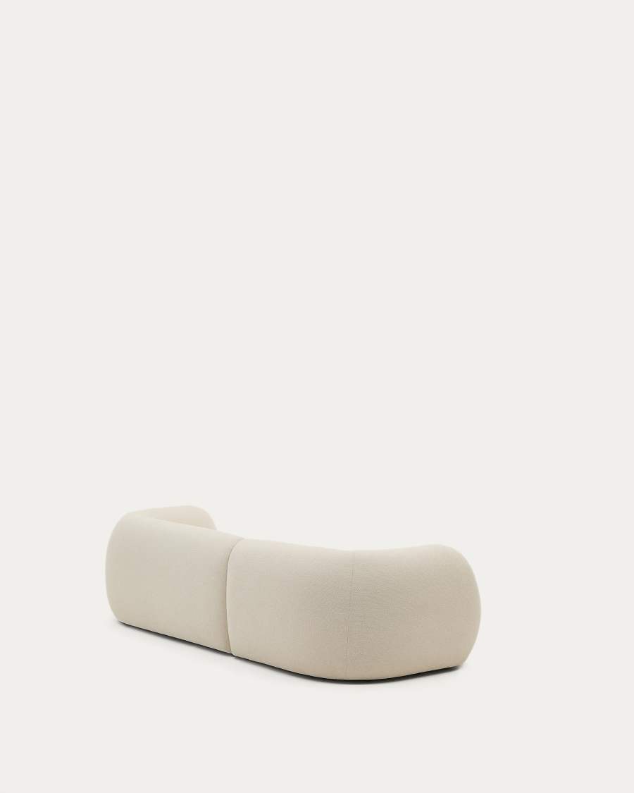 Divano modulare Martina 3 posti in ciniglia con chaise longue destra écru 287 cm