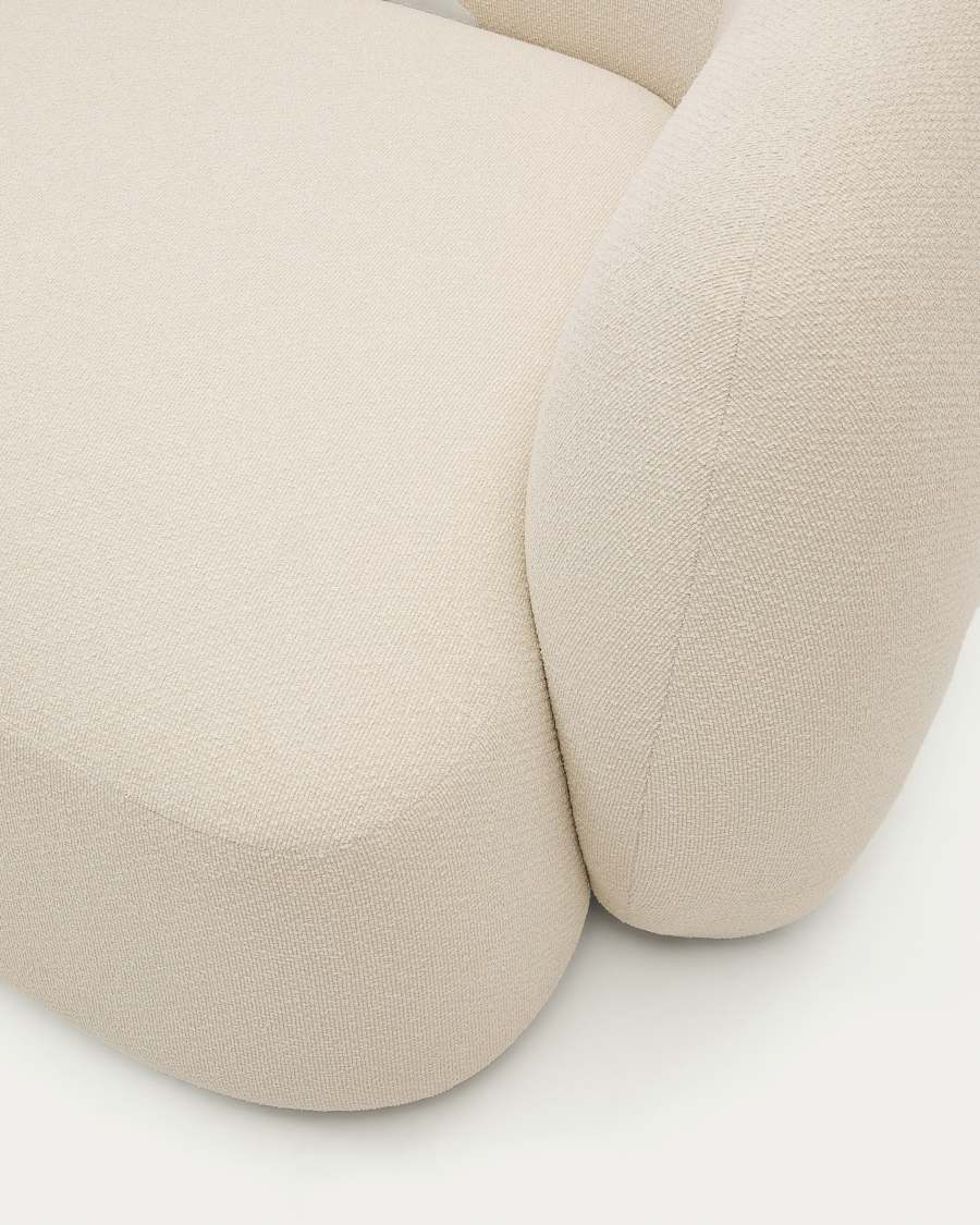 Canapé modulable Martina 2 places en chenille avec méridienne gauche couleur écrue 230 cm