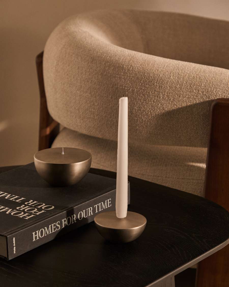 Quira grote kandelaar van verzilverd roestvrij staal